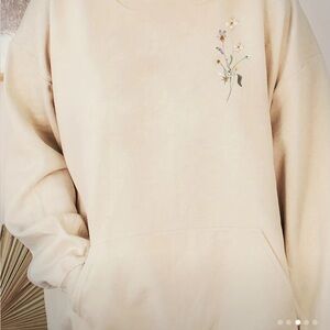 BN Plus Size Sweatshirt Floral Print Long Sleeve Fleece Hoodie w/Kangaroo Pocket